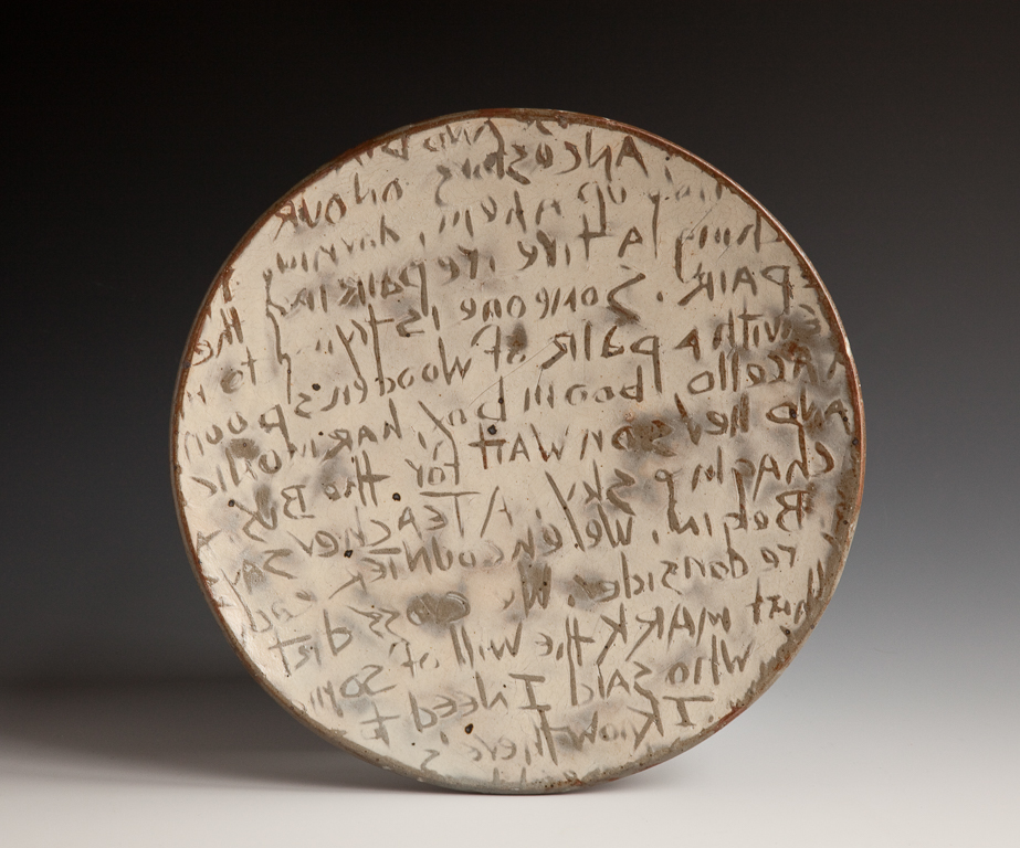 Inauguration Text Plate, 2009H 1" x W 11" Stoneware, white slip, celadon glaze