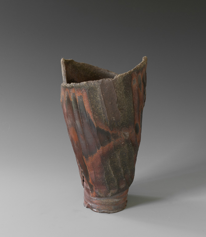 Ribbed Shield Vase (view A)h 10.5"  w 6"  d 5"
